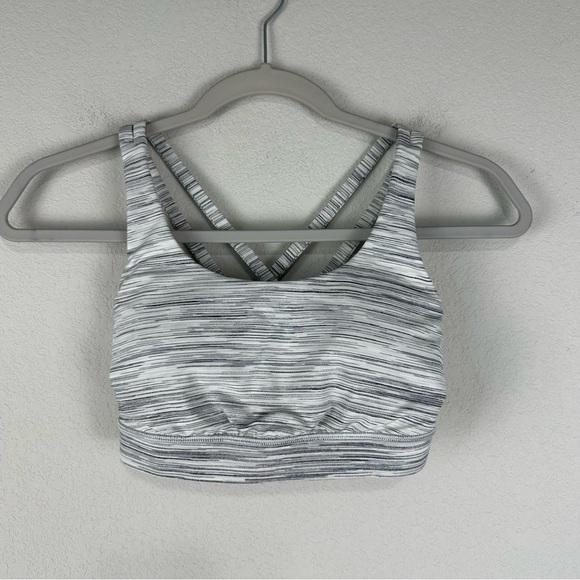 lululemon athletica Other - Lululemon White Gray Space Dye Energy Medium Support Athletic Sports Bra Size 4
